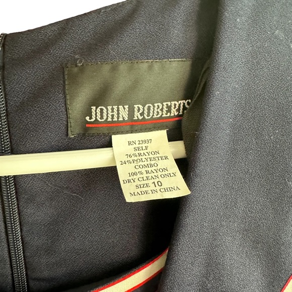 Vintage John Roberts Navy and red stripe dress. 10 - Picture 8 of 10